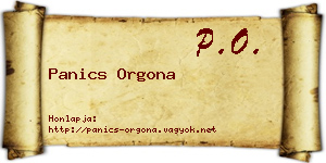 Panics Orgona névjegykártya